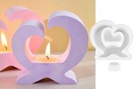 Molde silicona porta vela arco corazon